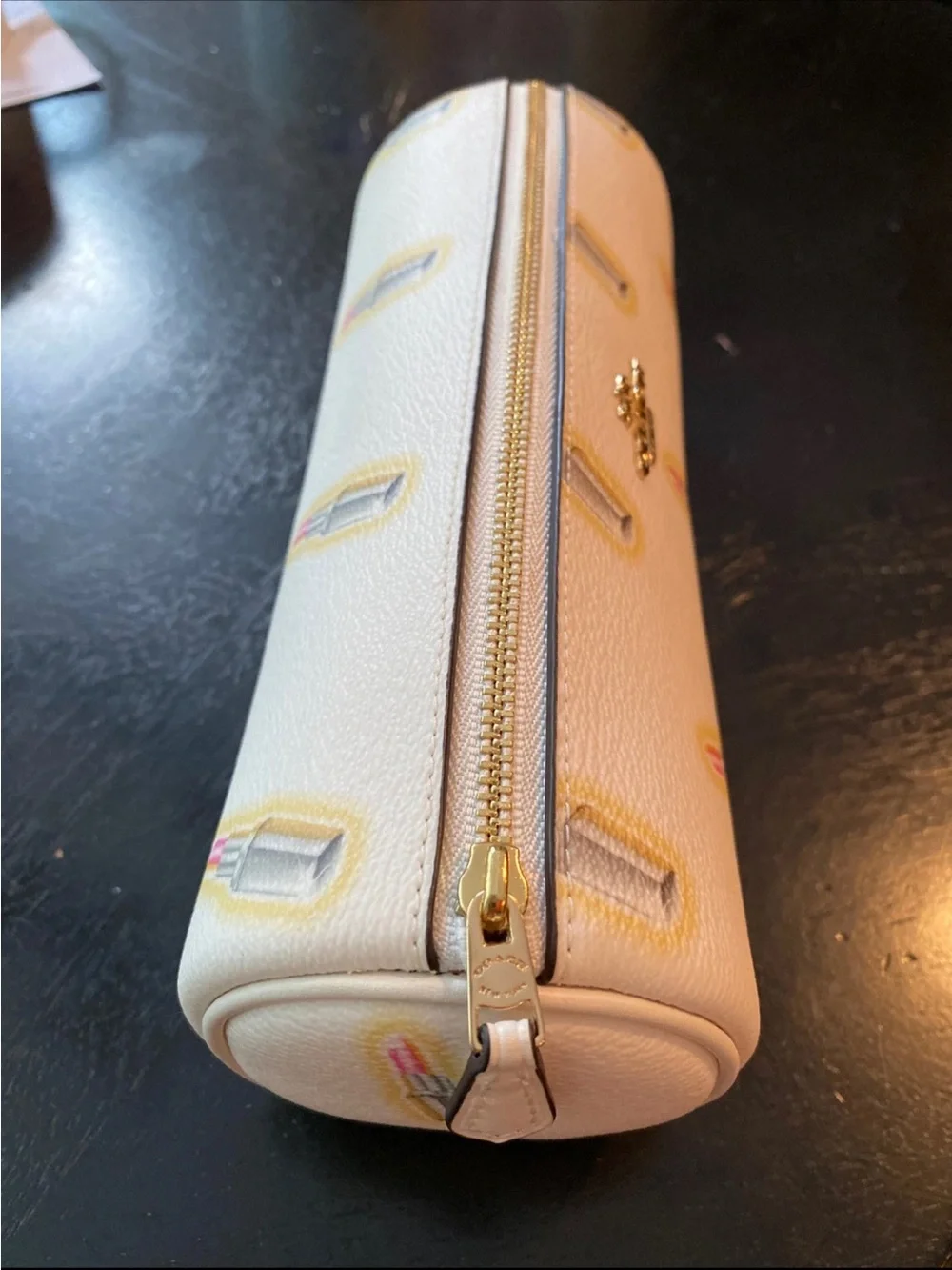 Coach Cream Lipstick Print Makeup Bag